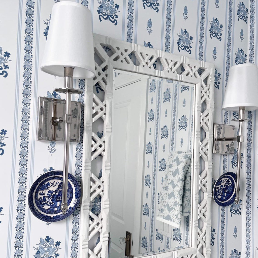 Elodie Floral Removable Wallpaper in White, Blue, and Pink