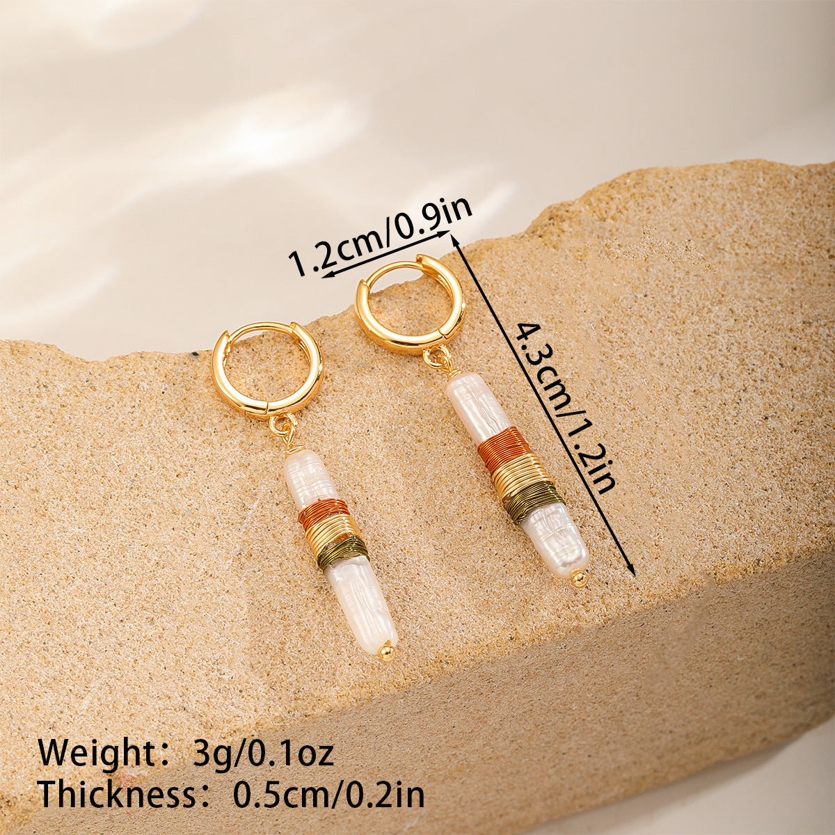 Vintage Long Bar Freshwater Pearl Earrings For Women