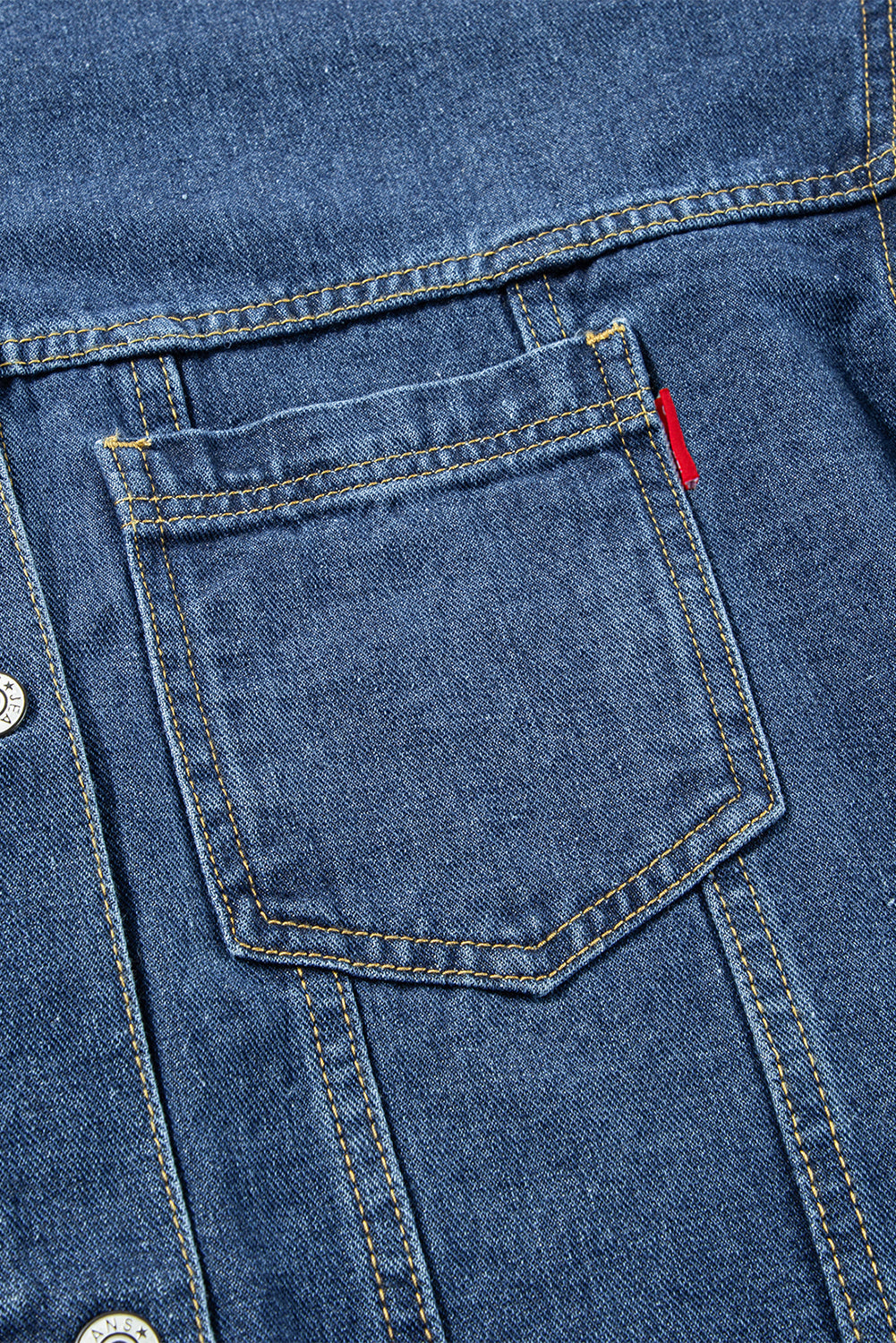 Blue Stripe Washed Oversized Pocketed Denim Jacket