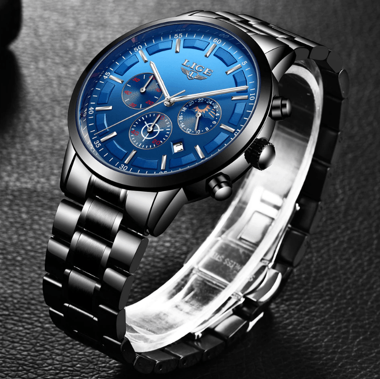 Men's Waterproof Chronograph Watch with Date Display & Luxury Dial