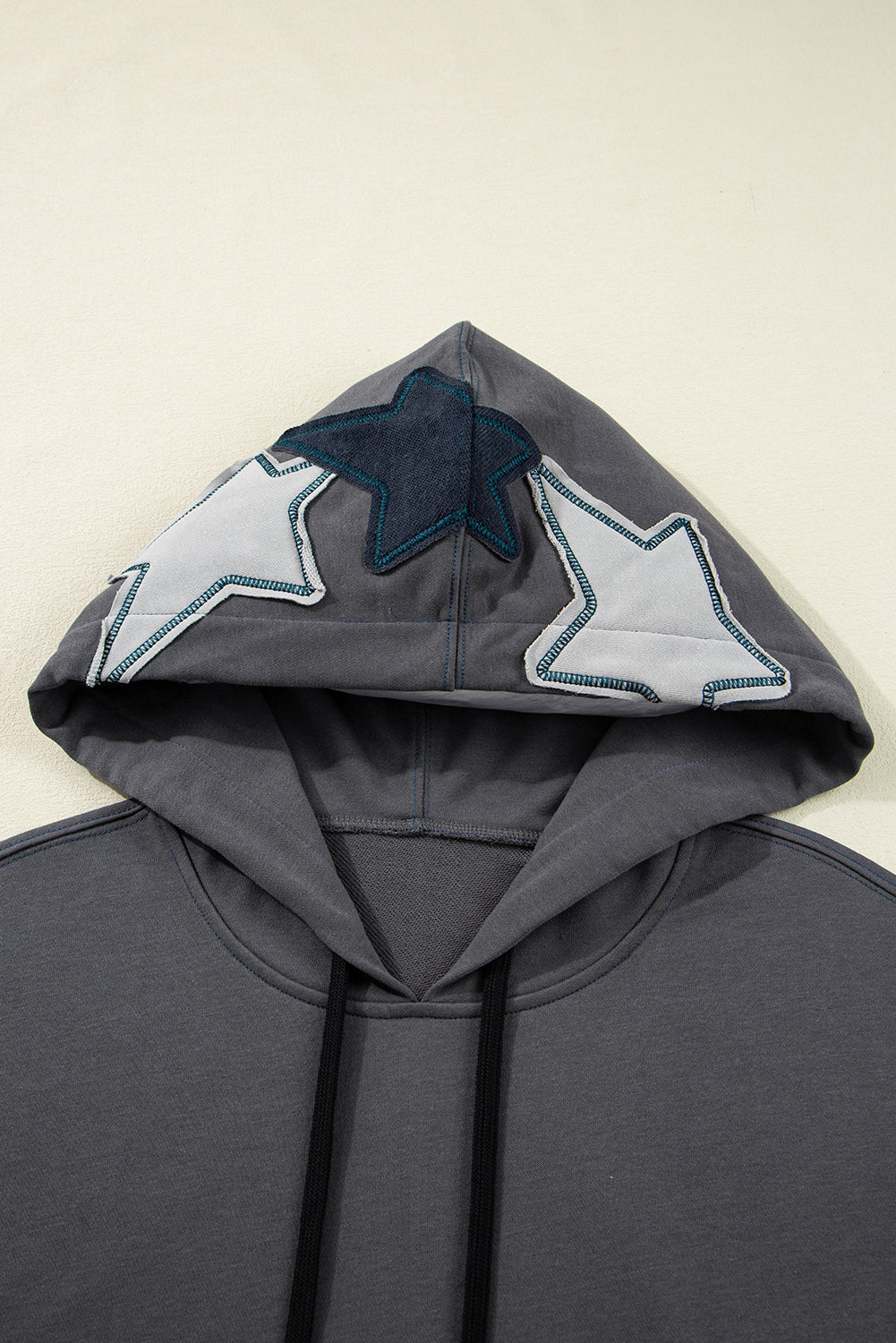 Star Patchwork Mineral Wash Kangaroo Pocket Hoodie