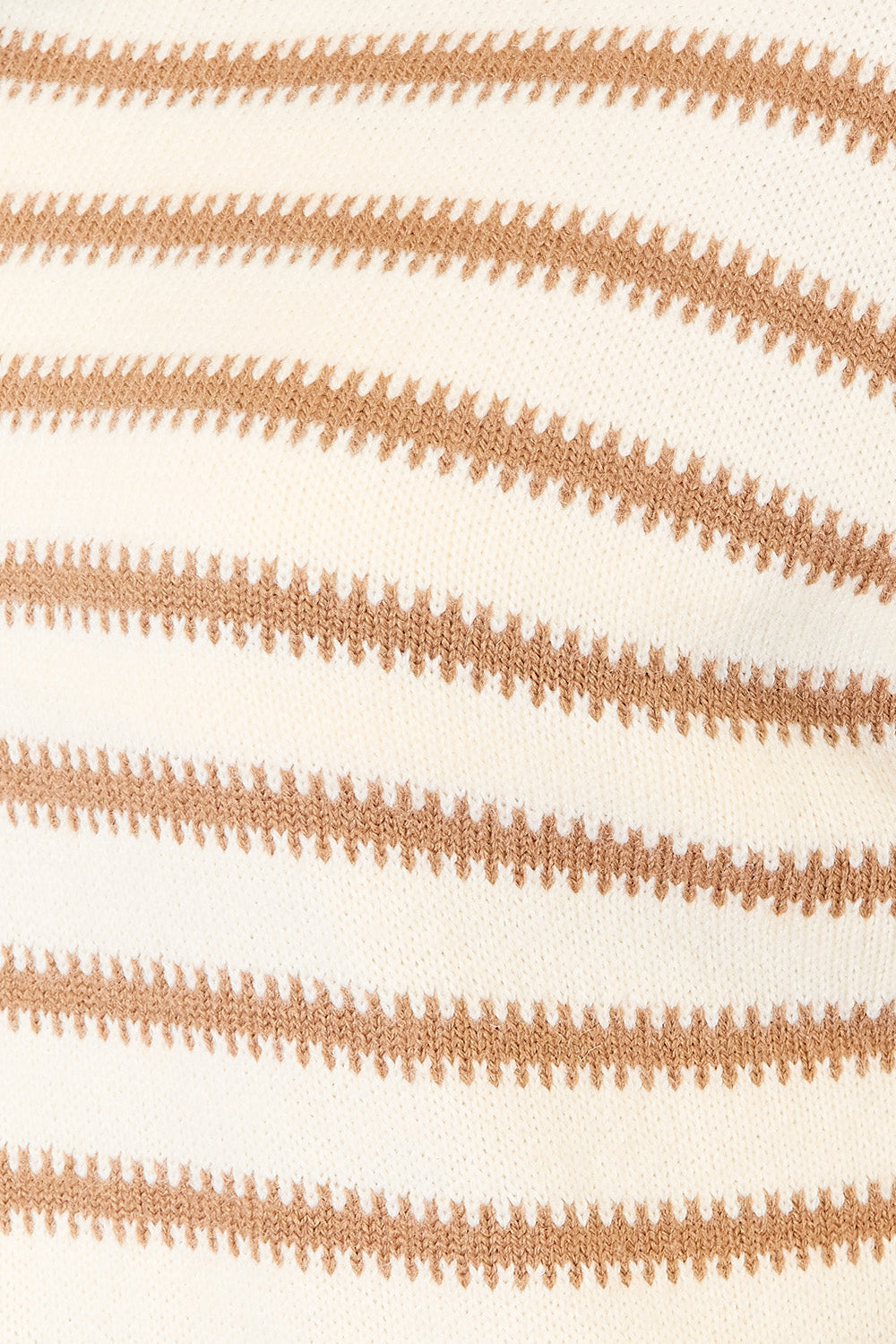 Striped Boat Neck Sweater | Cream & Tan Knit