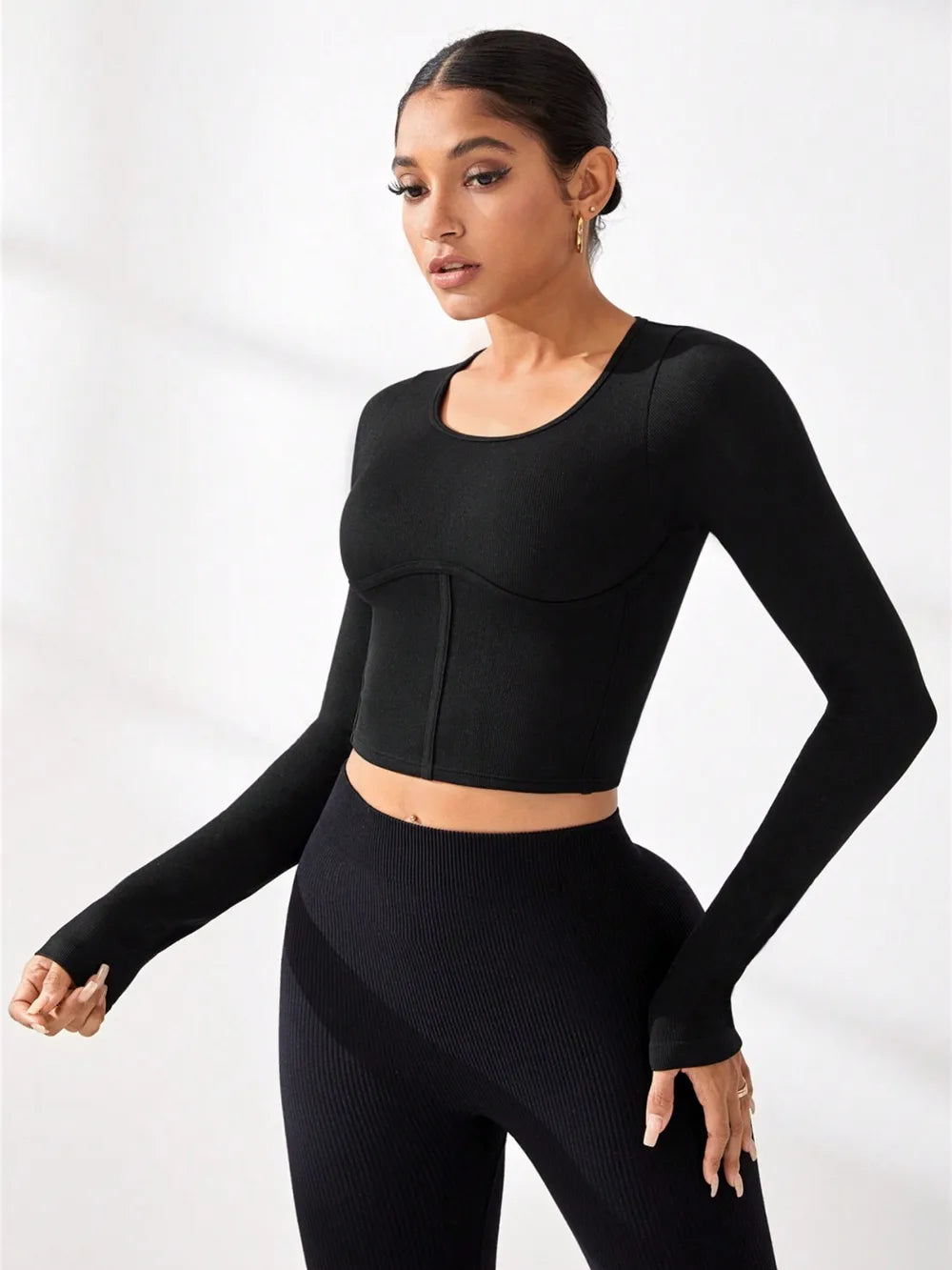 Round Neck Long Sleeve Active T-Shirt