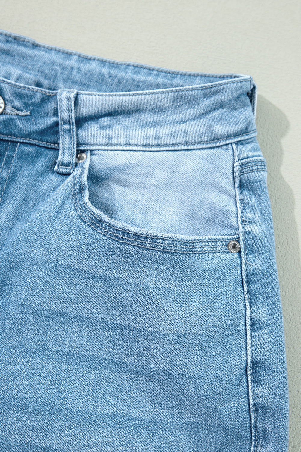 Myosotis High Rise Slit Leg Straight Jeans Light Blue