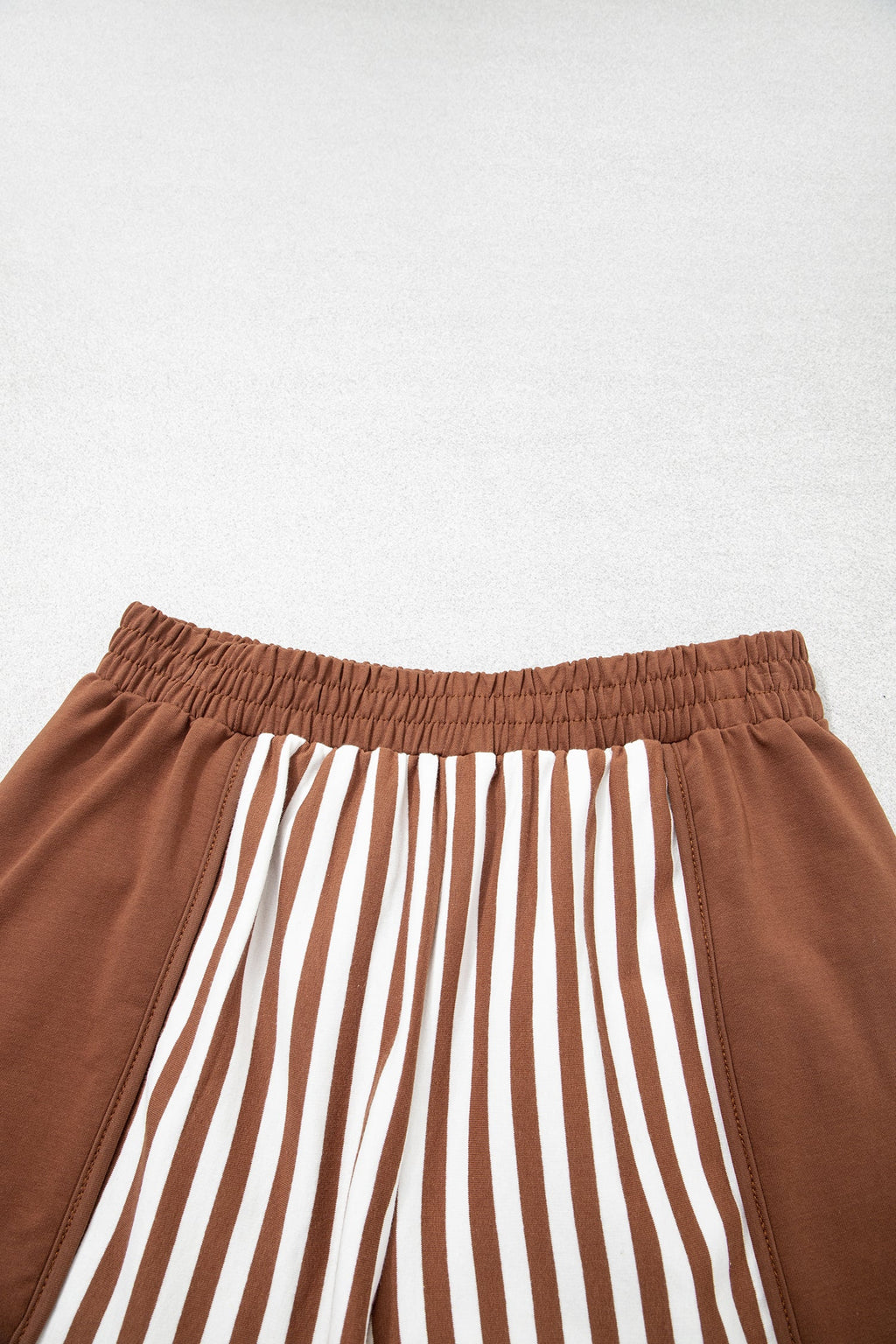 Stripe Patchwork Quarter Zip Sweatshirt & Shorts Set