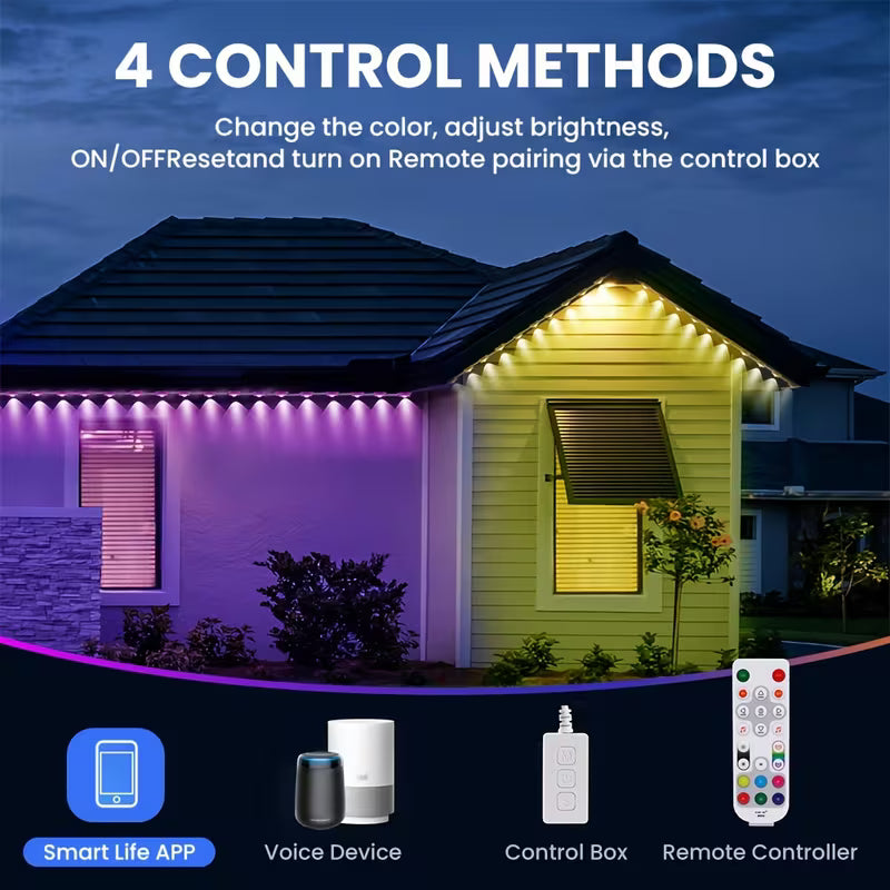 100 ft Permanent RGBIC Outdoor Eaves Lights with 75 Scene Modes