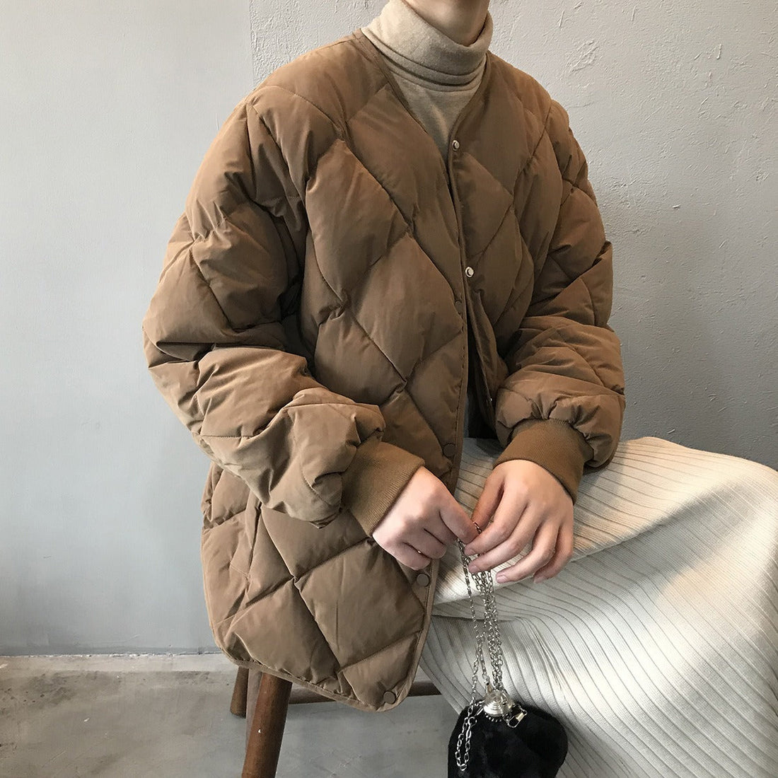 Women's Harajuku Style Quilted Puffer Jacket Warm Cotton - Image 2