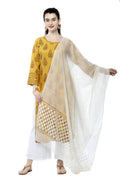 Off-white Kota cotton dupatta featuring delicate Buta work detail