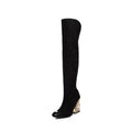 Chic Over-the-Knee Pointed-Toe Boots with Sculpted Pearl Heel - Image 7