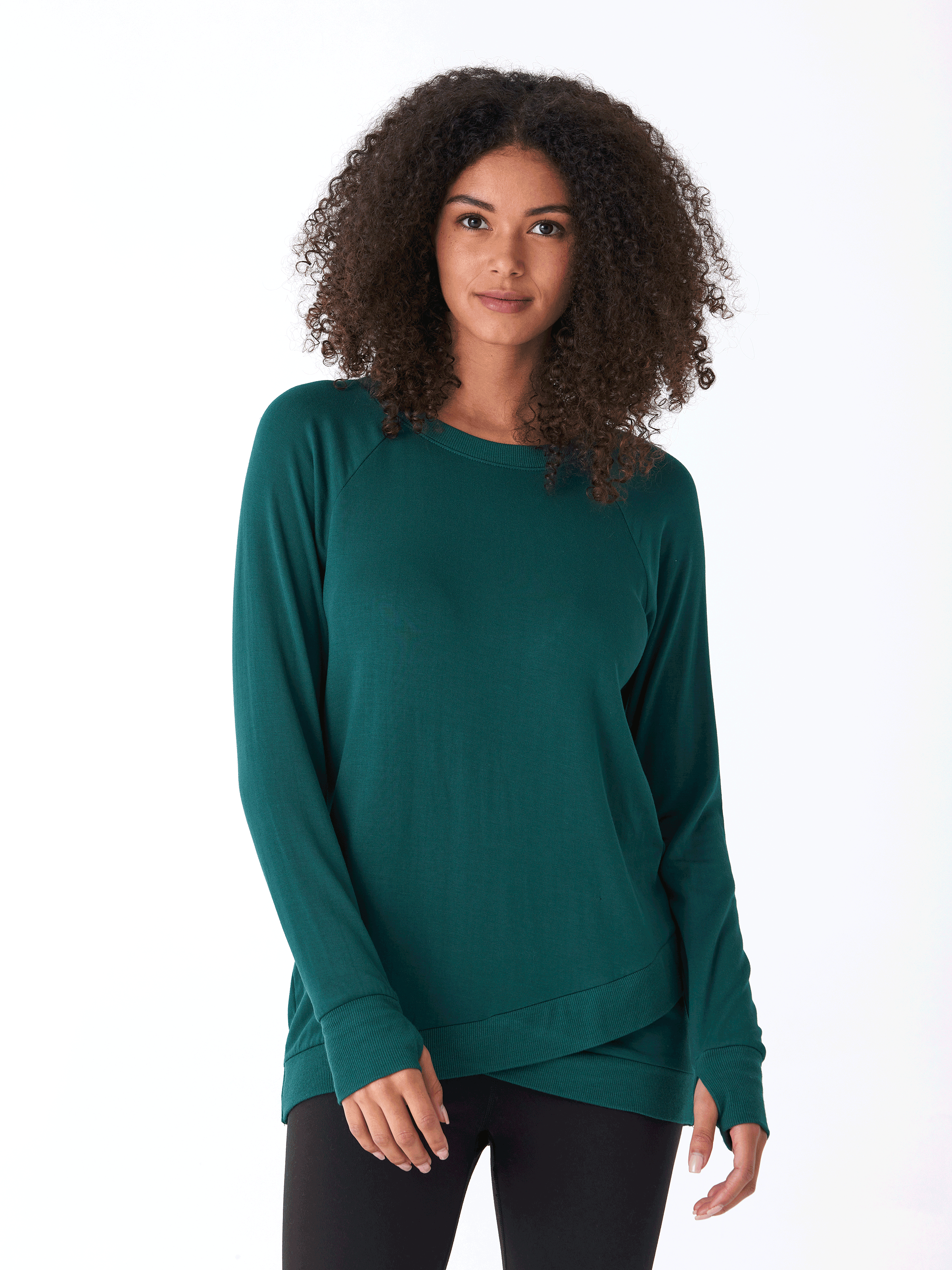 Leanna Feather Fleece Tulip-Hem Tunic - Soft Brushed Modal Top