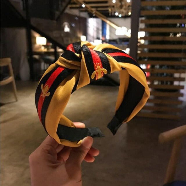 Chic Striped Bee Knot Turban Headband Hair Accessory for Women - Image 11