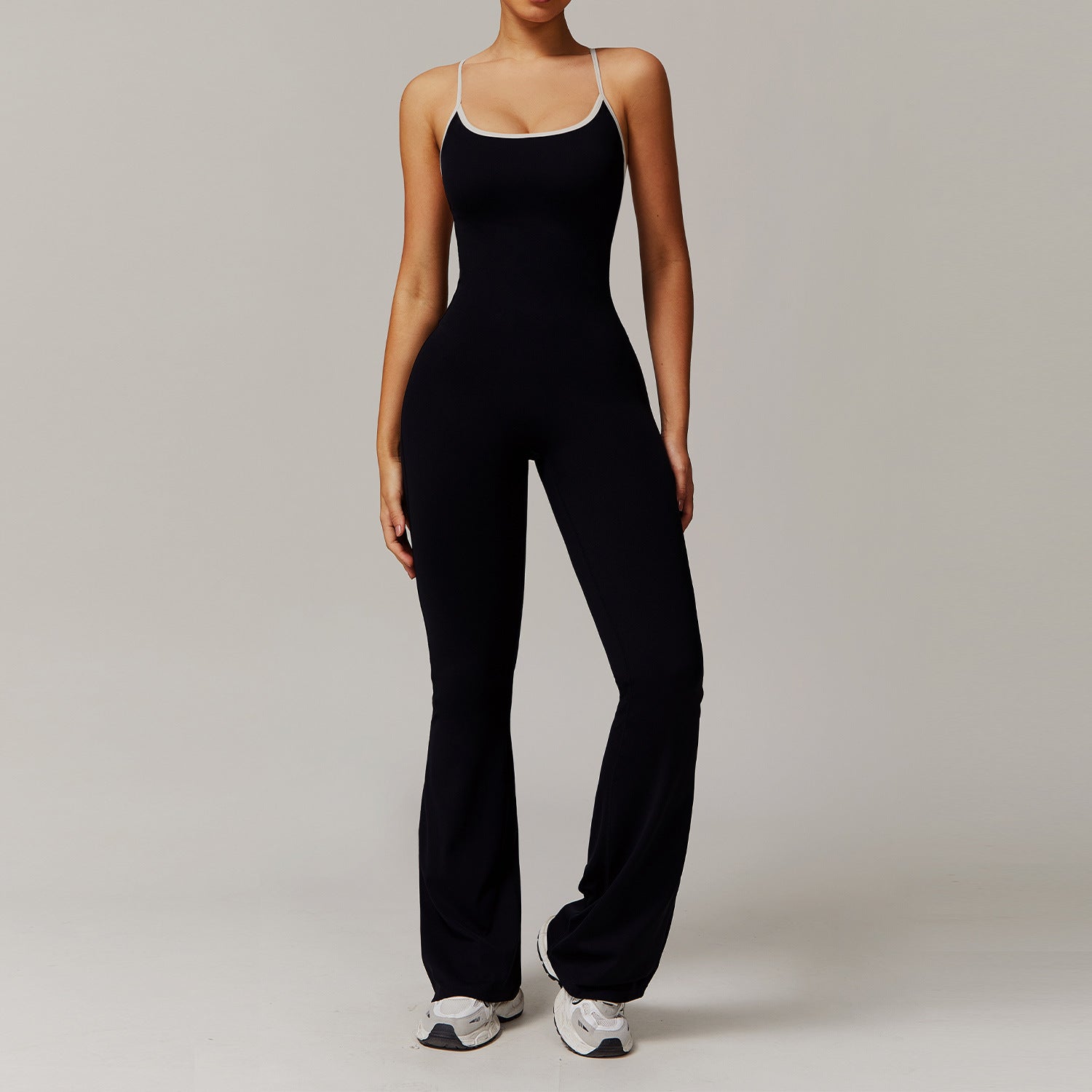 Women's Cross-Back Trumpet Jumpsuit Sporty Athleisure Romper