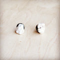 White Turquoise Stud Earrings - Boho Handcrafted