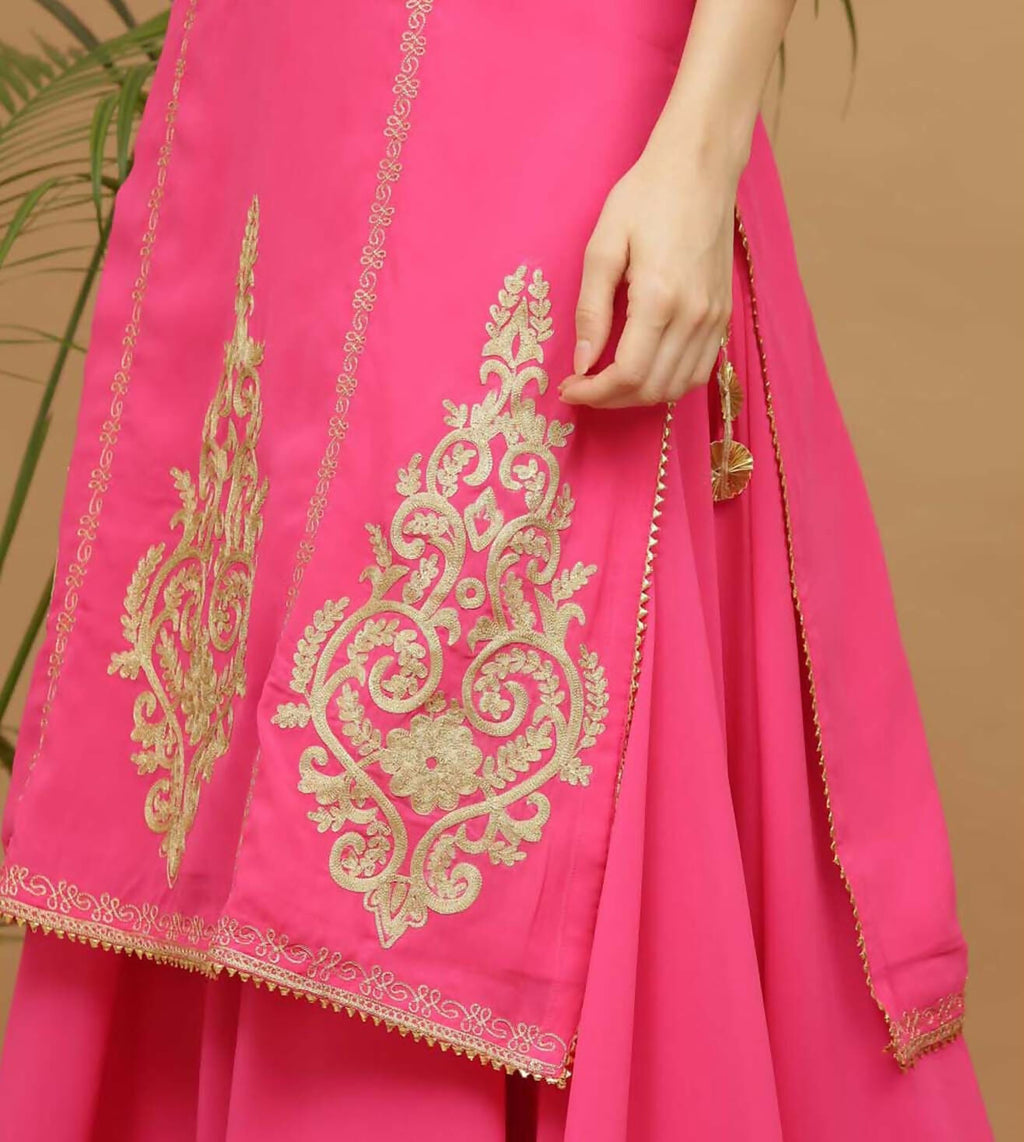 Pink Georgette Lehenga Set with Elegant Finish