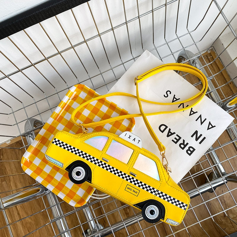 Yellow 3D Taxi Car Crossbody Handbag - Quirky Harajuku Style - Image 5