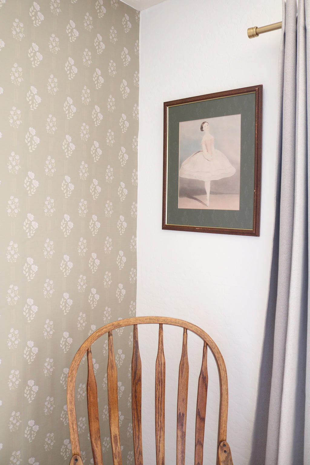 Monroe Floral Removable Wallpaper in Sage Green and Off-White