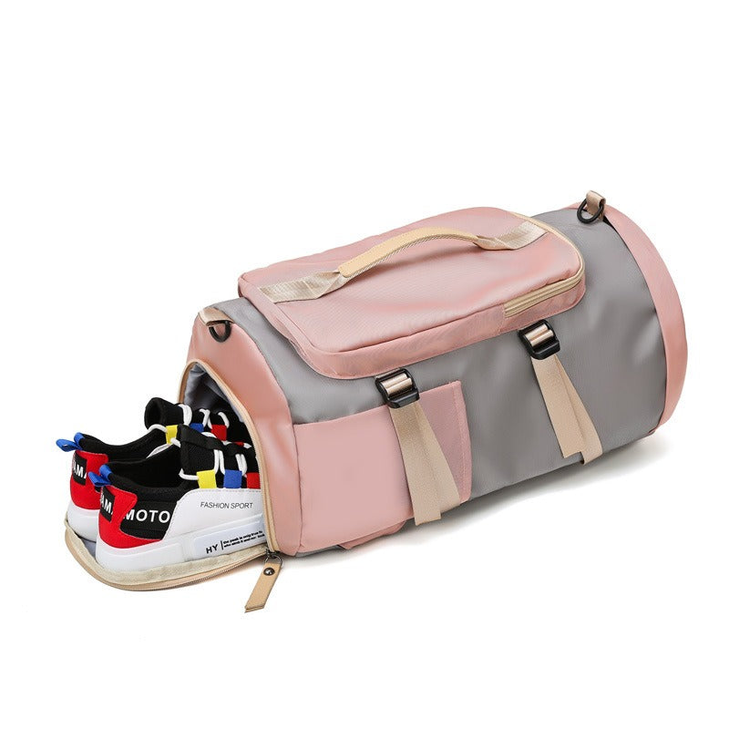 Women's Convertible Gym Duffel Backpack - Pink & Grey Travel Fitness Bag