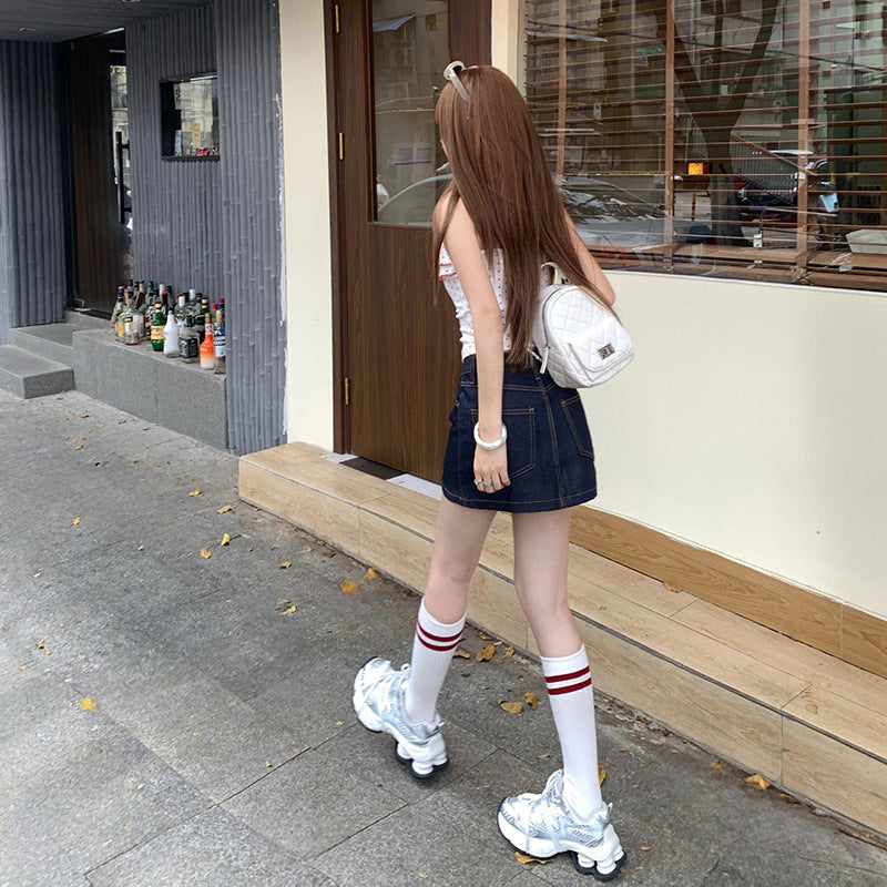Women's Classic Denim Mini Skirt - Dark Wash Versatile Summer - Image 5
