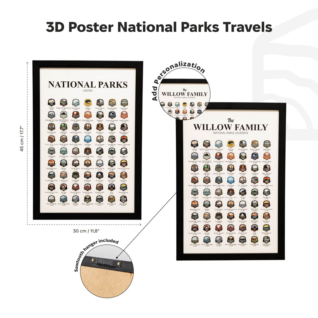 National Parks USA Travel Tracker Map - Minimalist Wood Wall Art
