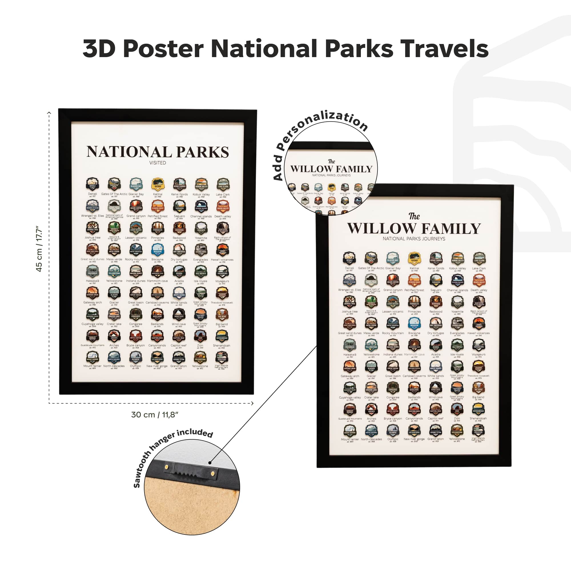 National Parks USA Travel Tracker Map - Minimalist Wood Wall Art