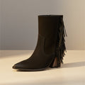 Women's Western Fringe Ankle Boots | Pointed Toe Chunky Heel