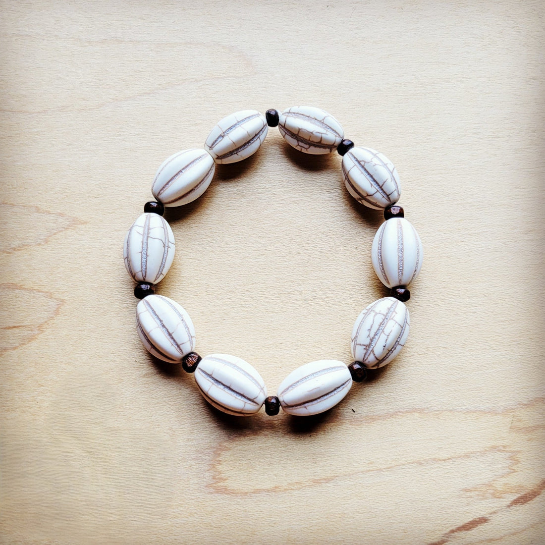 White Turquoise Beaded Stretch Bracelet