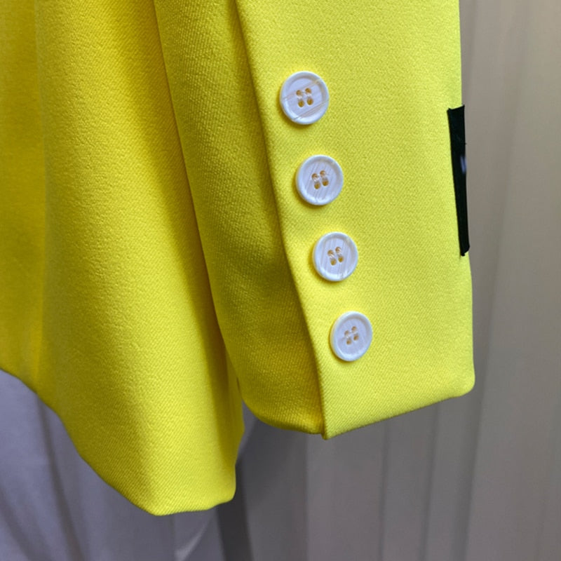 Women's Harajuku Style Minimalist Neon Yellow Blazer