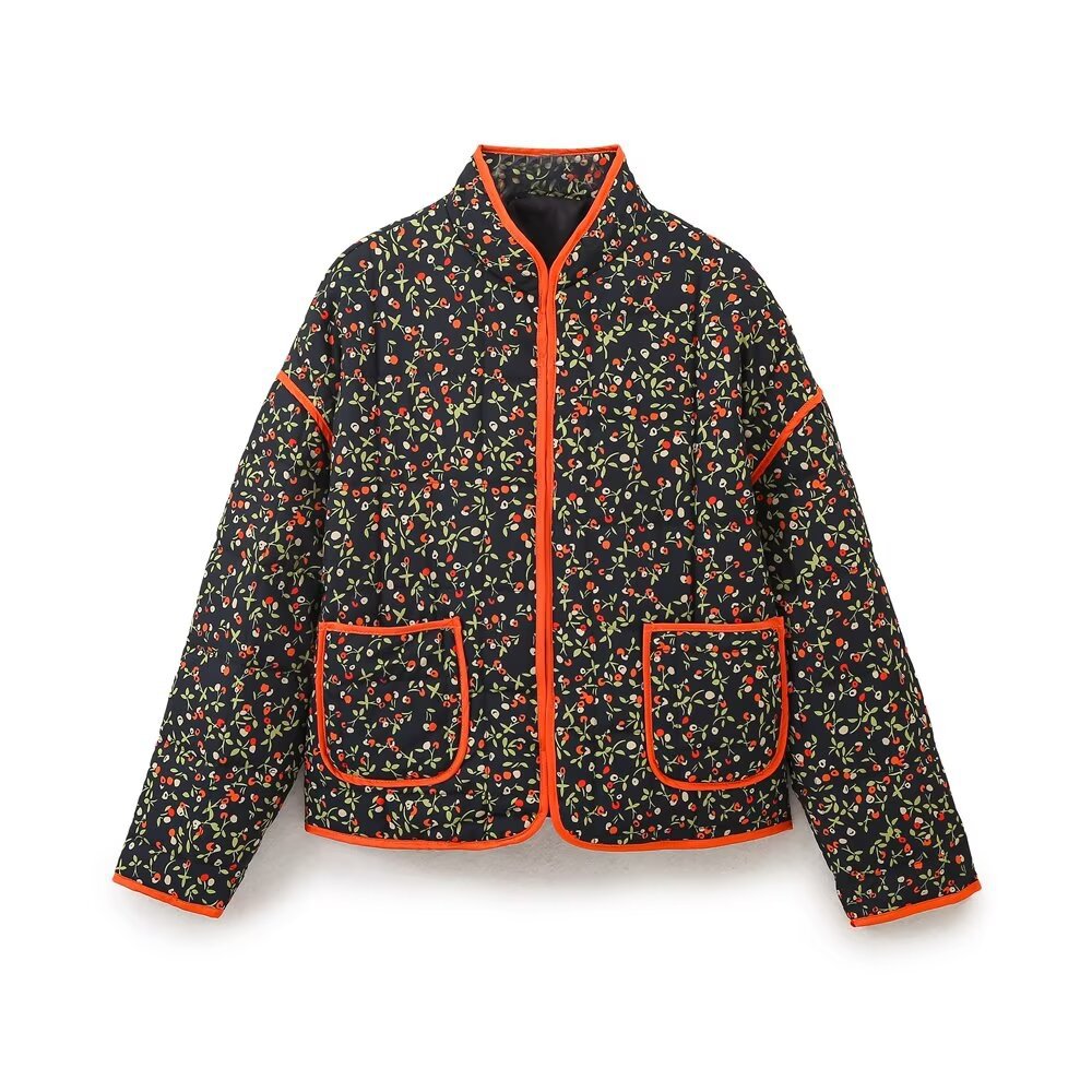 Women's Harajuku Floral Quilted Cotton Jacket - Casual & Chic Outerwear - Image 2