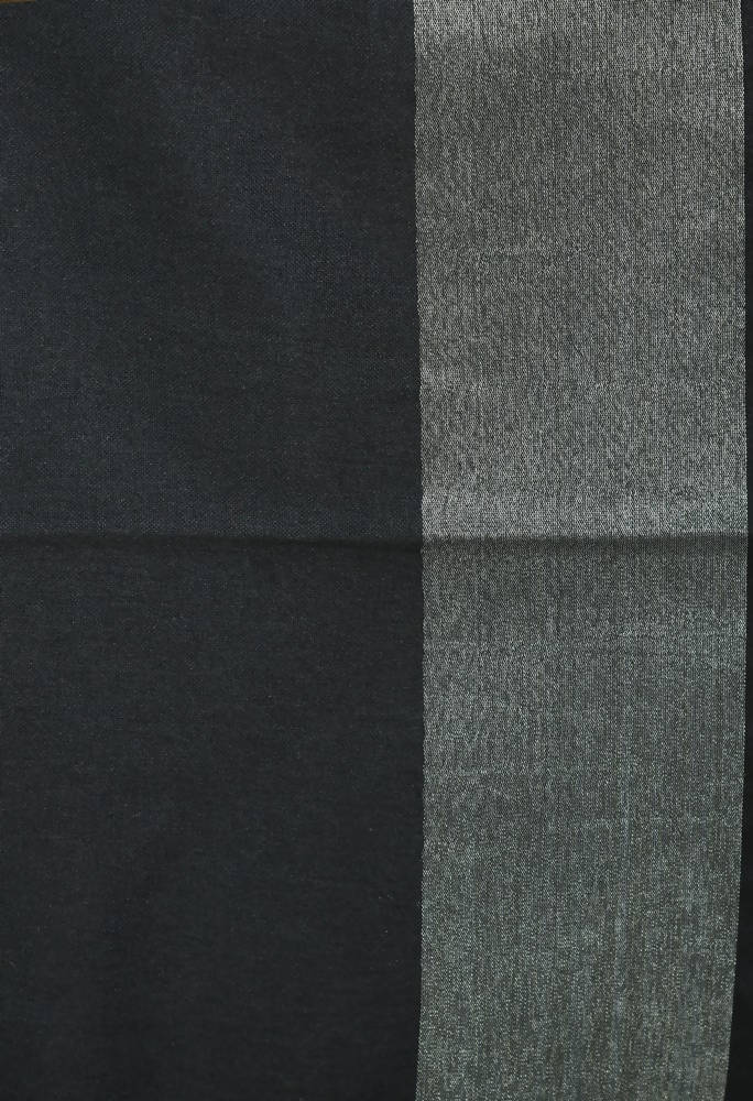 White Bhagalpuri Handloom Silk Saree with Contrasting Black Blouse