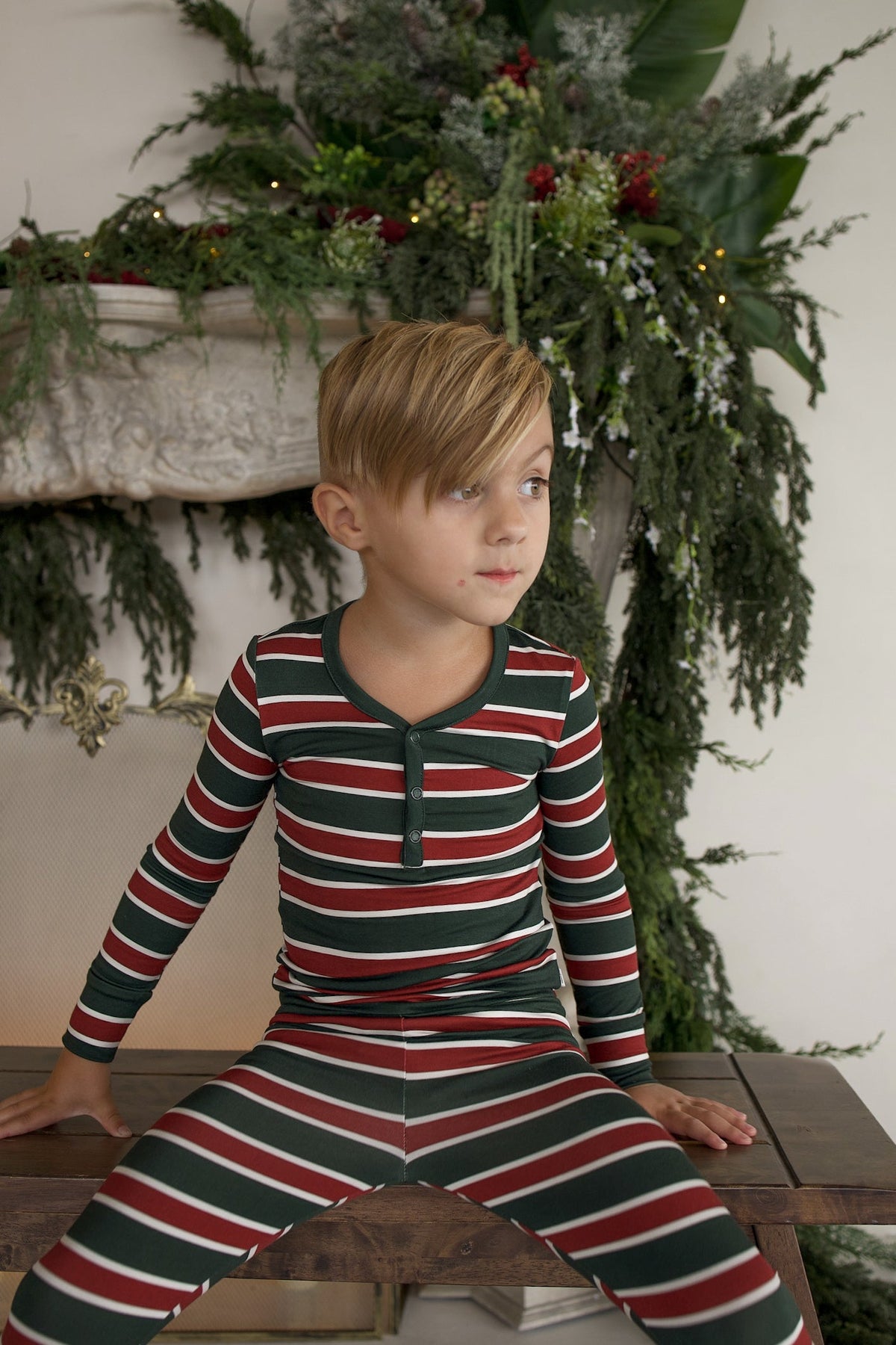 Bamboo Two Piece Pajamas | Holiday Stripe