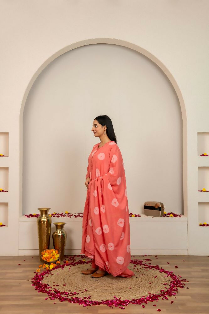 Pink Tie & Dye Cotton Suit Set for Elegant Style