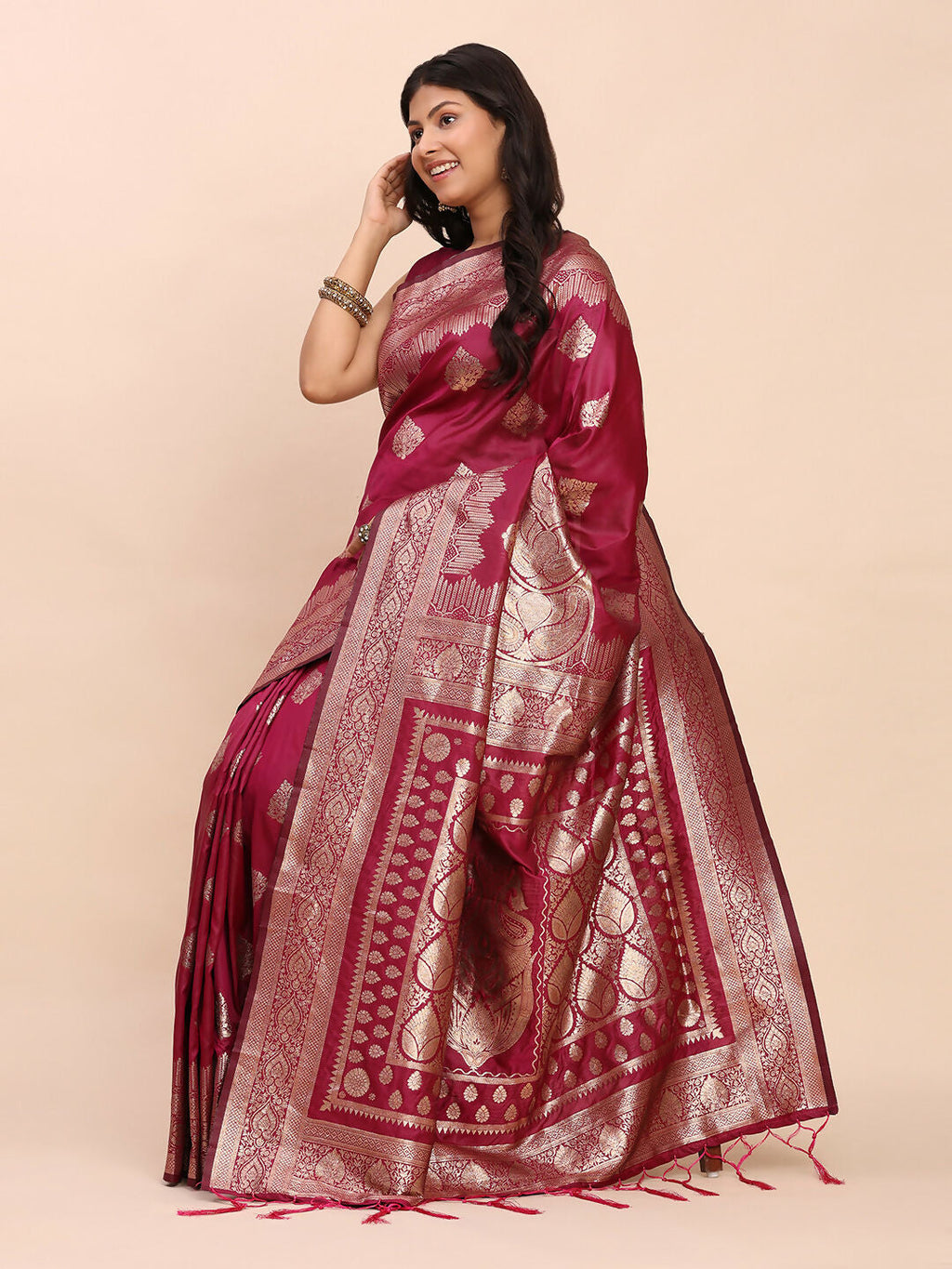 Shree Shyam Fashion Banarasi Silk Magenta Saree