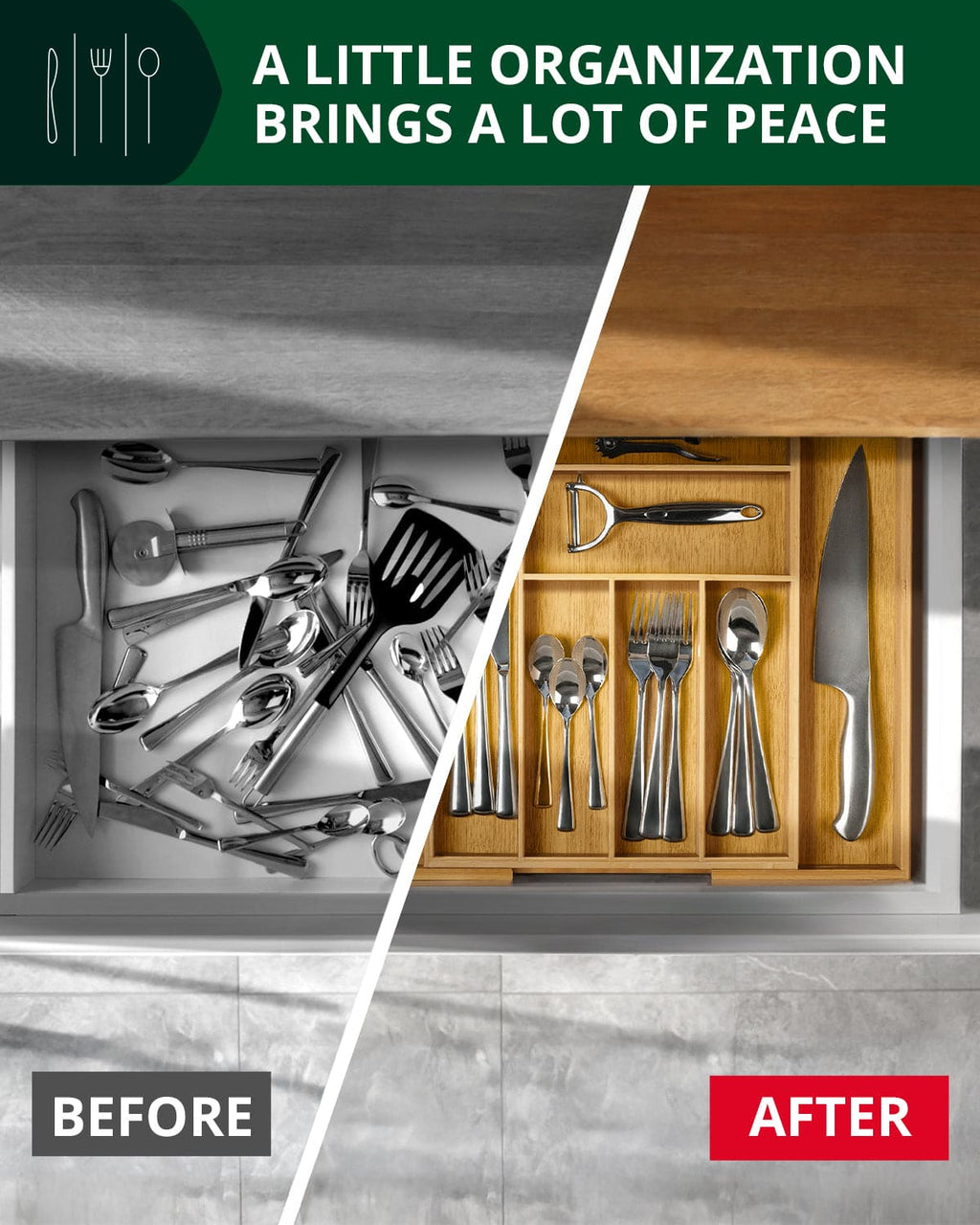 Expandable Silverware Organizer (8 Slots)