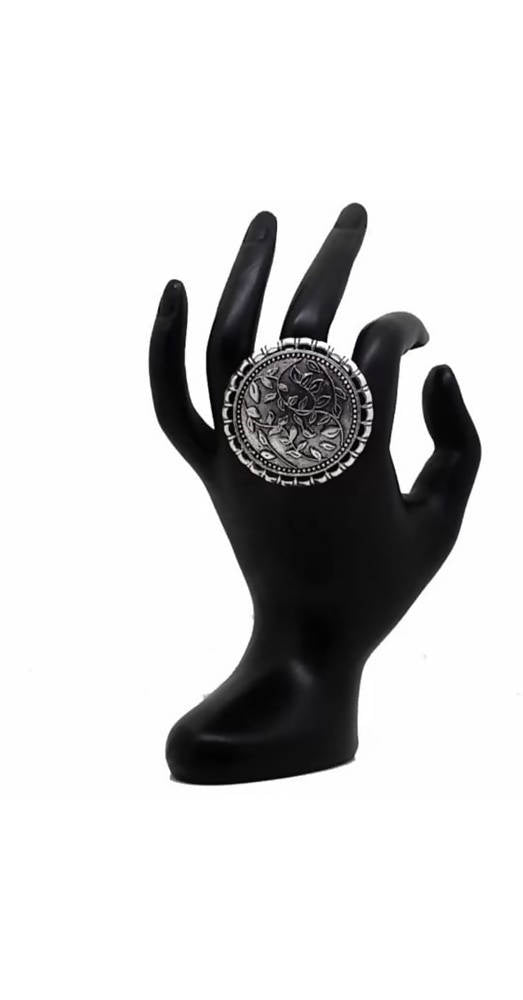 Oxidised Silver Statement Ring Vintage Boho Style for Women