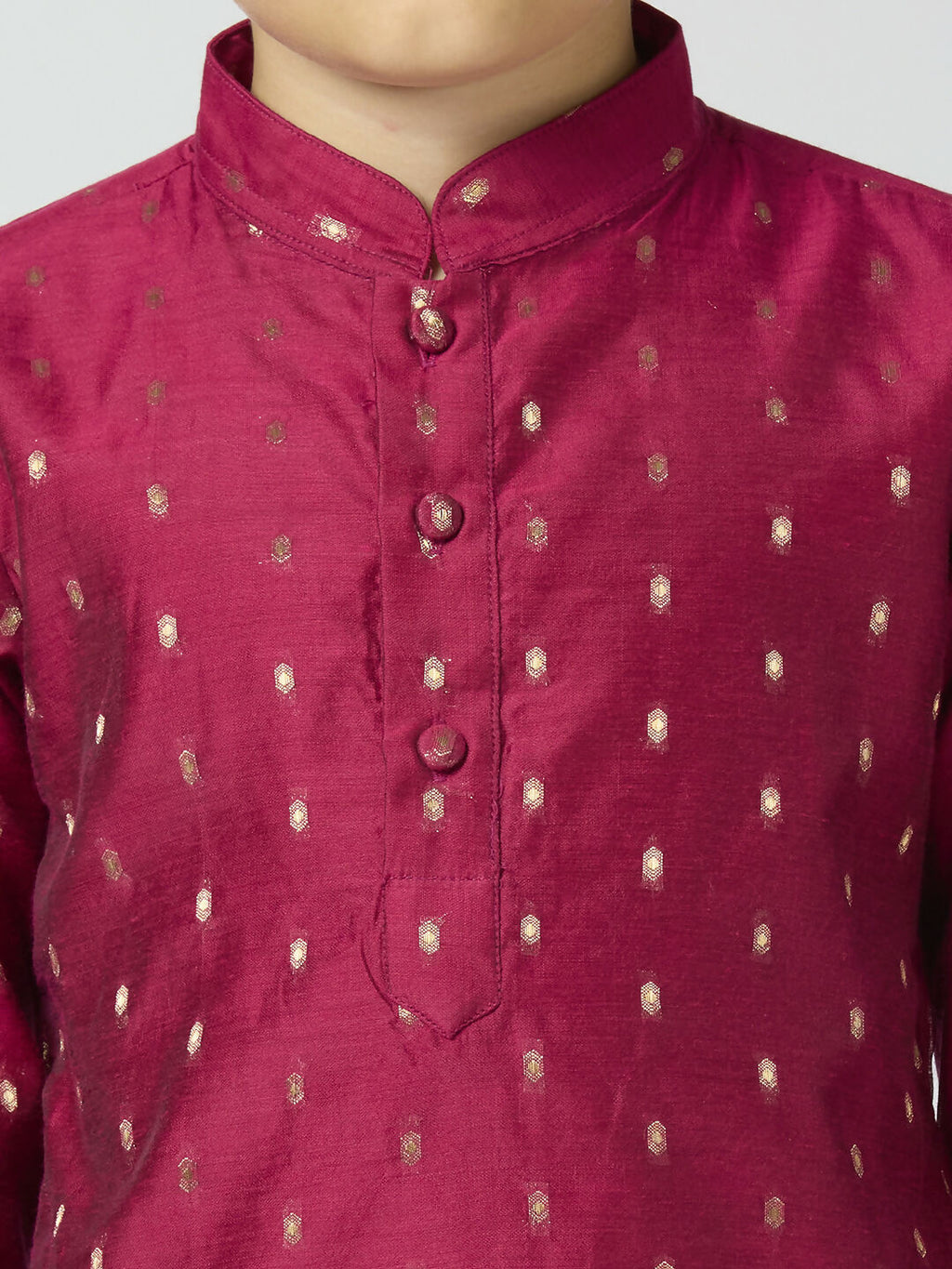 Boys Purple Chanderi Kurta Pyjama Set with Butta Work