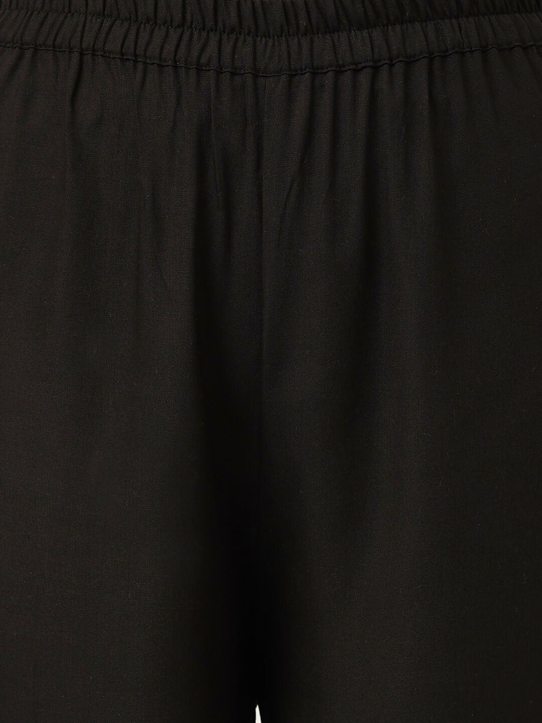 Black Rayon Straight Kurta and Bottom Set with Embroidered Work