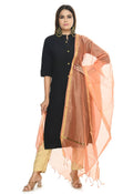 Peach Chanderi dupatta with refined Banarasi piping detail