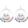 Multi-color silver alloy Chandbali earrings with multi-layer design