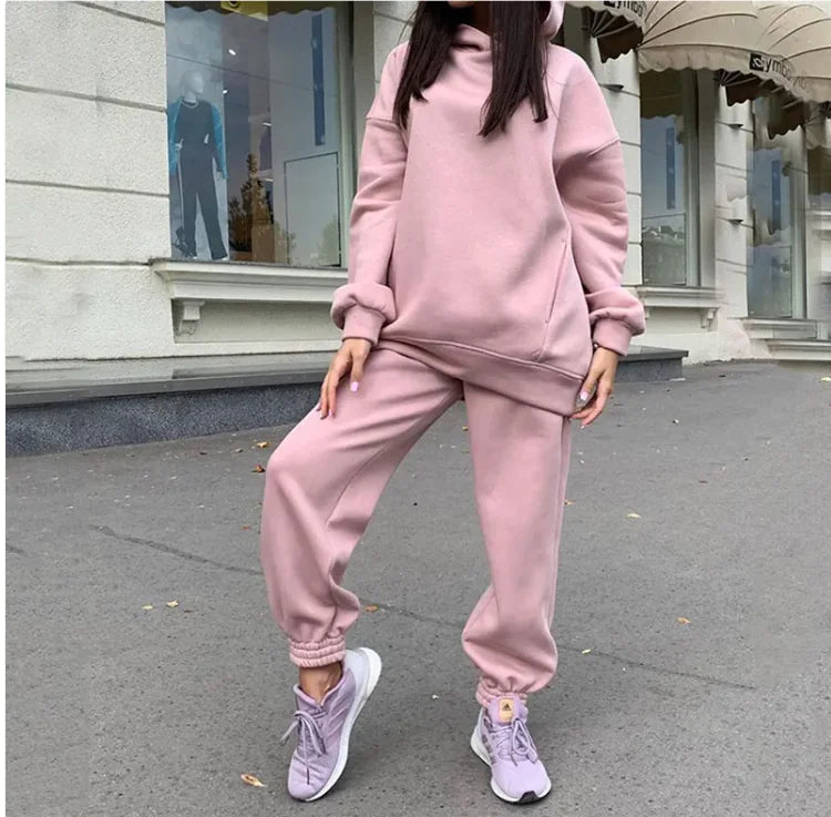 Women's Cozy Plush Hooded Sweatshirt and Joggers Loungewear Set - Image 6