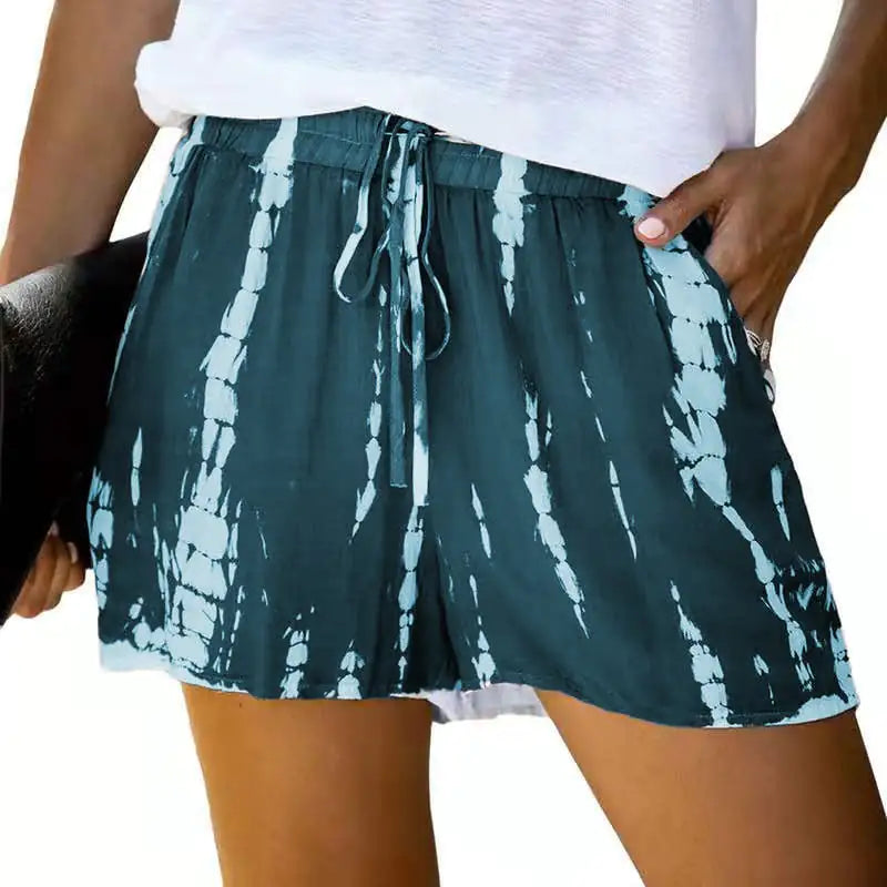 Women Summer Tie-Dye Striped High-Waist Loose Shorts - Image 48