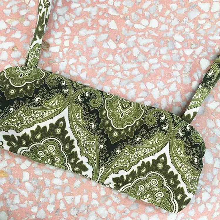 Women's Green Paisley Print Two-Piece Bikini Swimsuit Set - Image 6