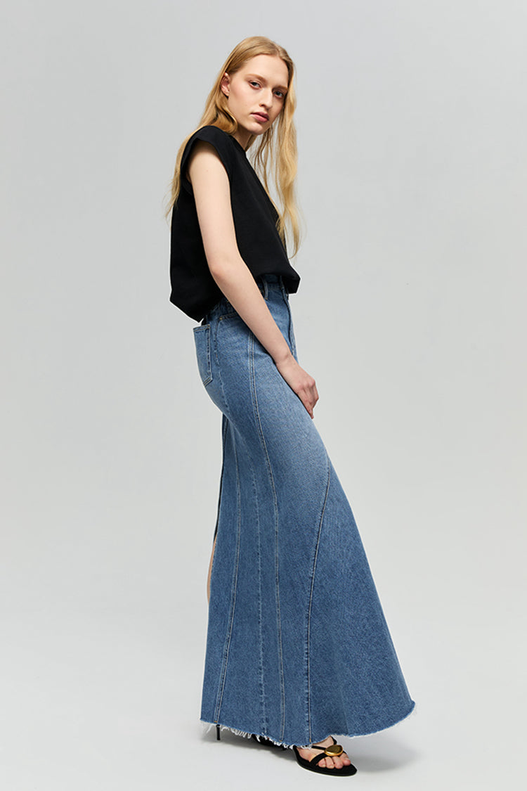 Express Yourself Asymmetrical Denim Skirt