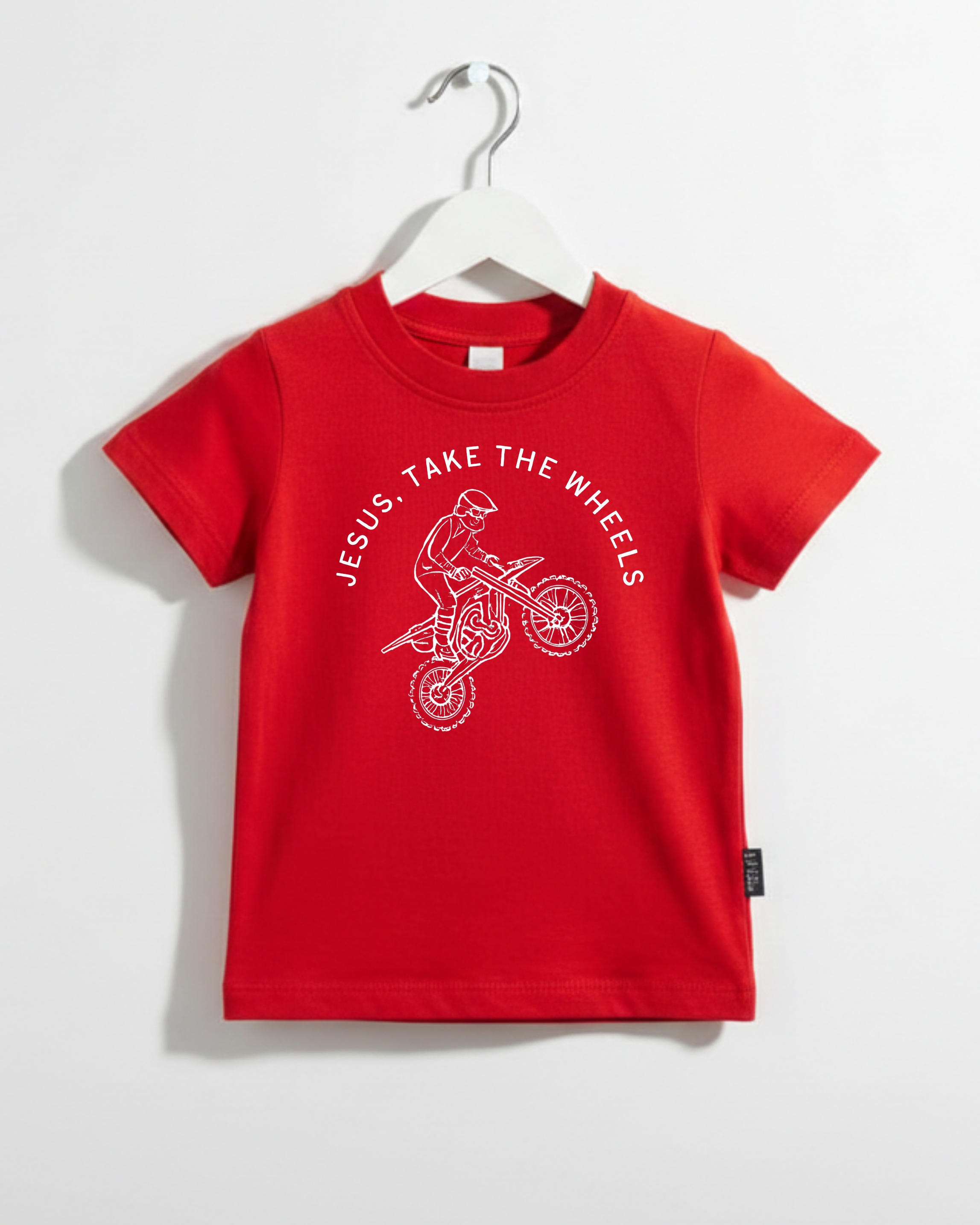 Jesus Take the Wheels Dirt Bike Kids Graphic Tee