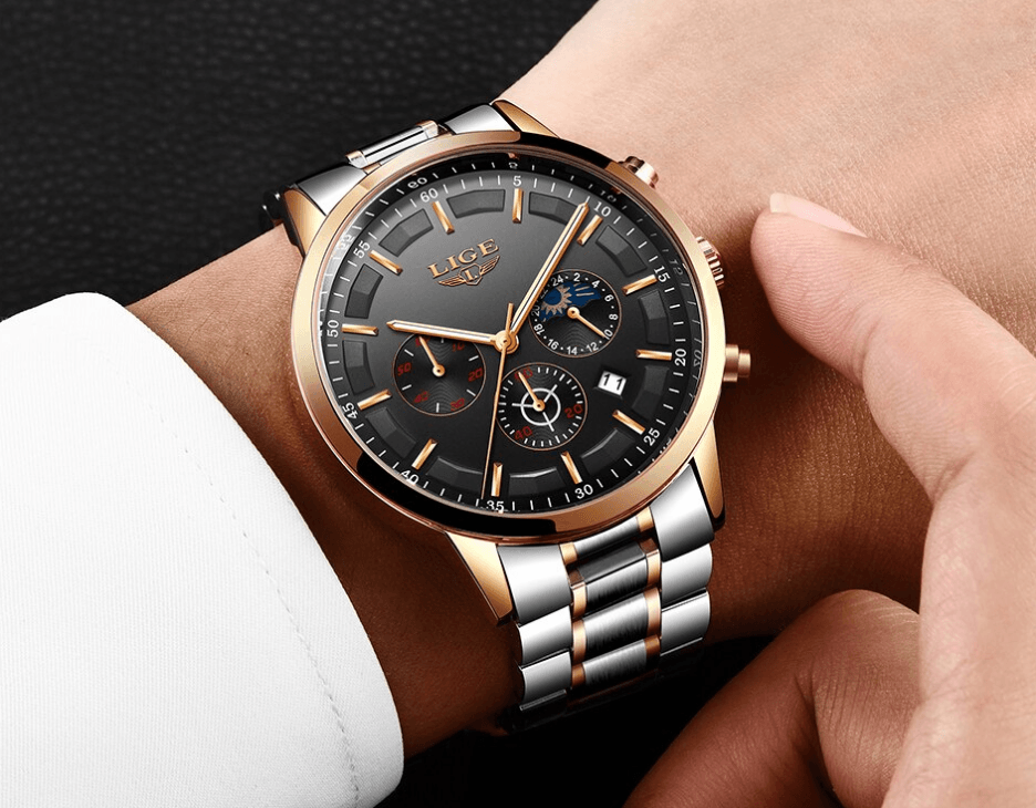 Men's Waterproof Chronograph Watch with Date Display & Luxury Dial