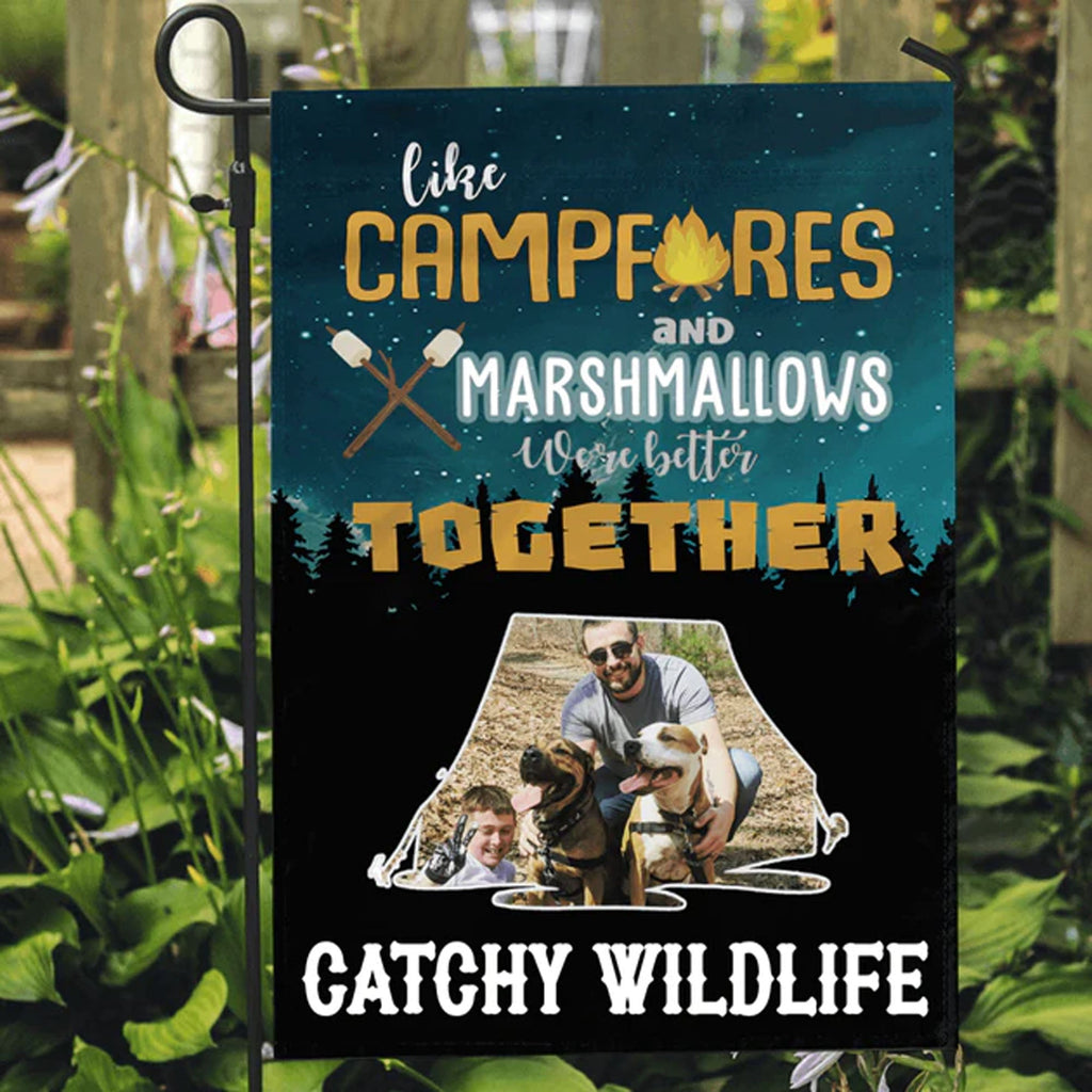 Like Campfire And Marshmallows We're Better Together Personalized Custom Photo Camping Flag