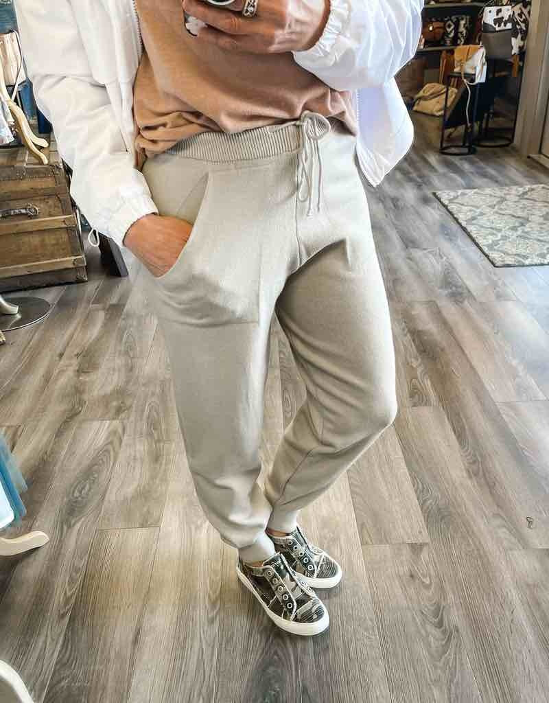Shantel Knit Joggers in Beige - Comfortable Cotton Blend Loungewear