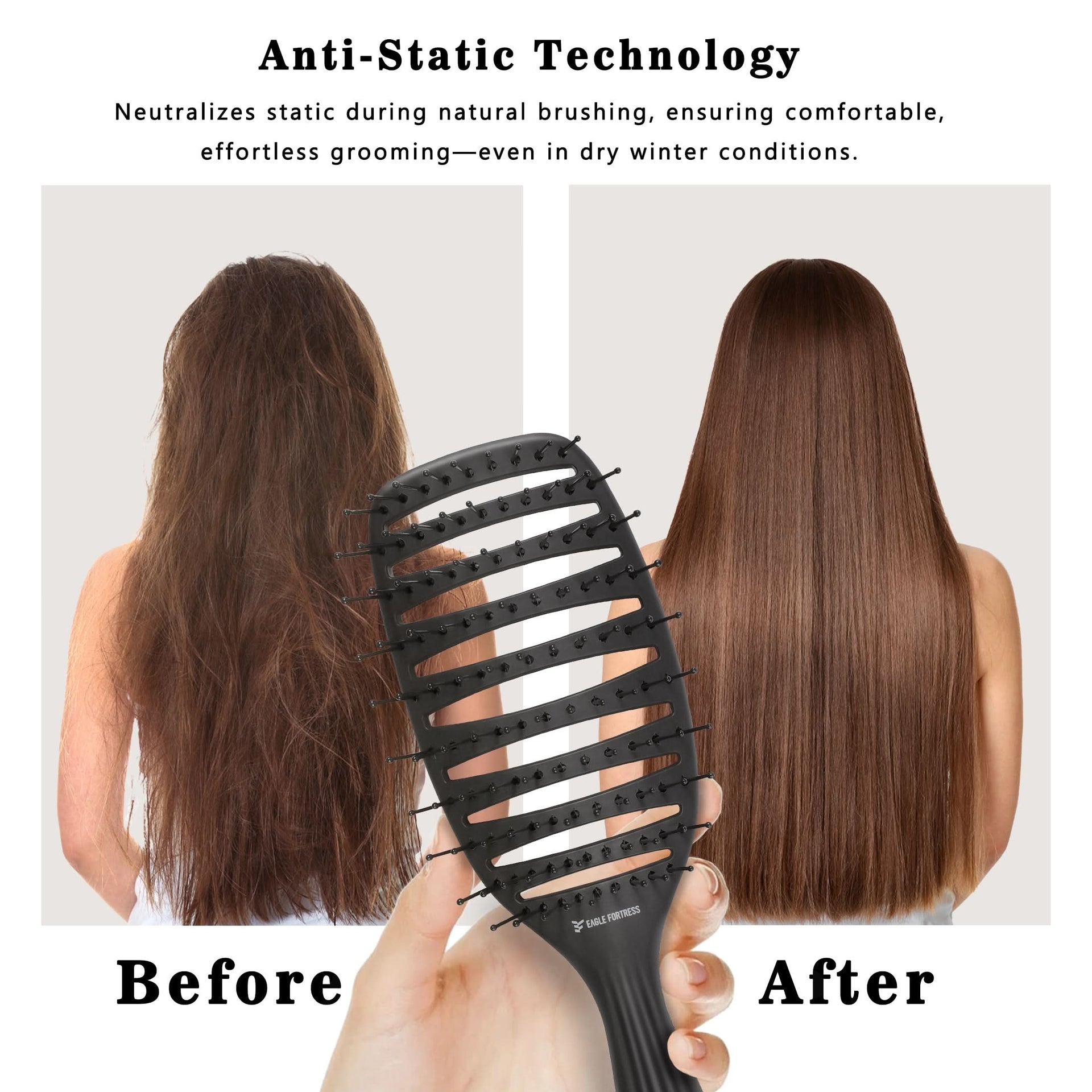 Professional Curved Vented Hair Brush with Anti-Static Bristles