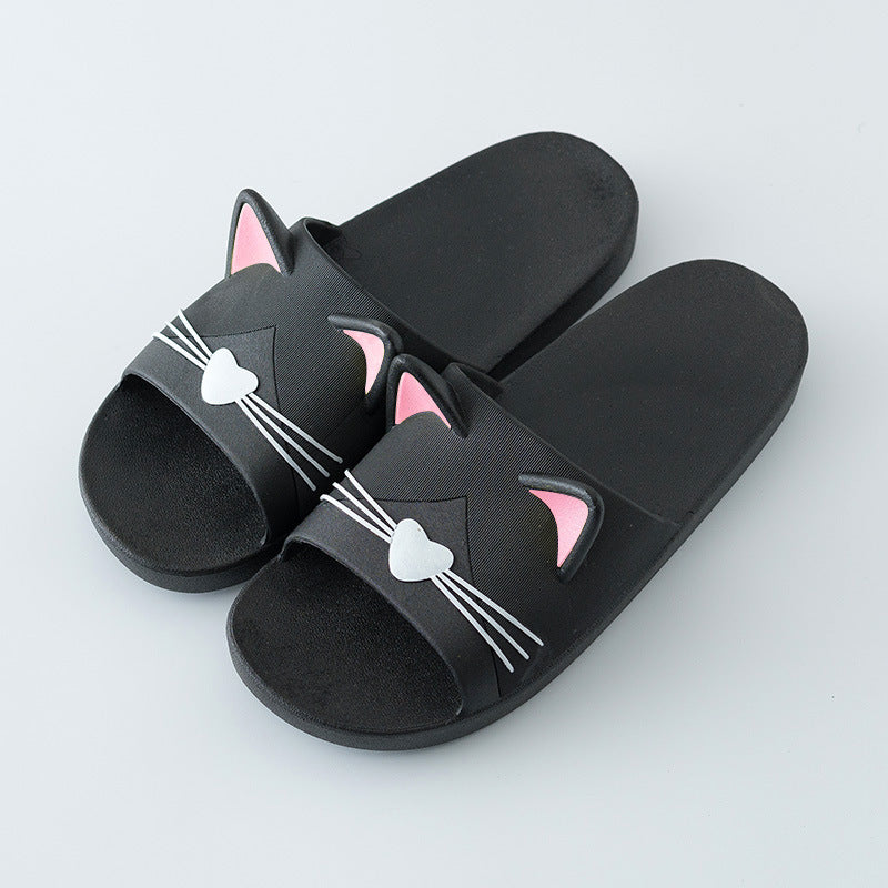Women’s Kawaii Cat Platform Slide Sandals – Soft Sole Beach Slippers