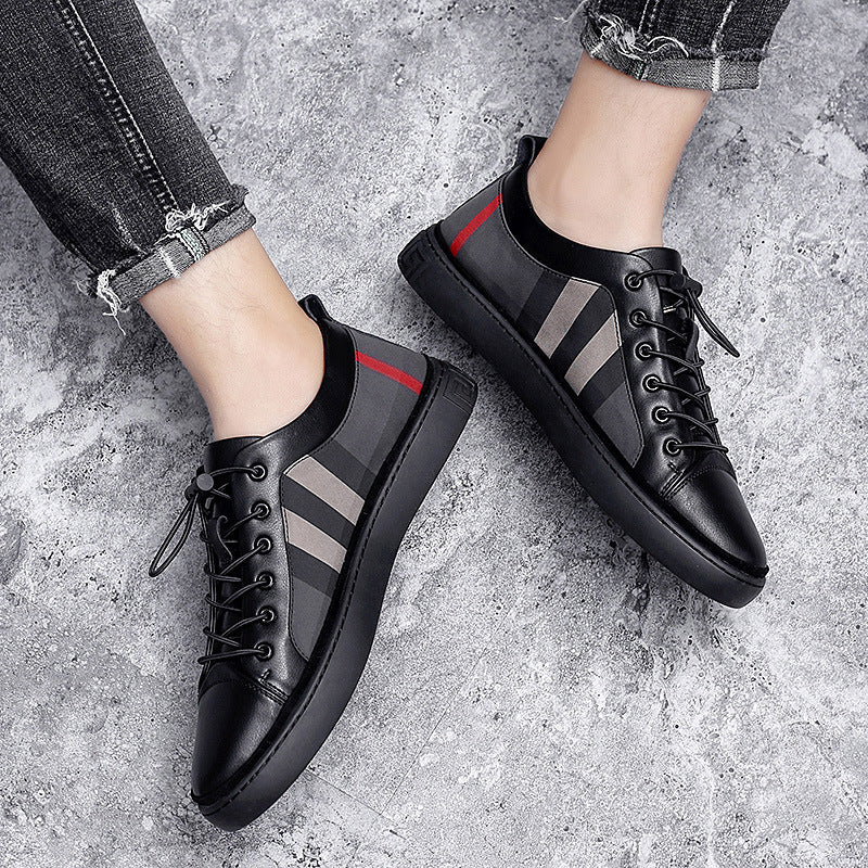 Men's Black PU Leather High Top Sneakers Casual Walking Shoes