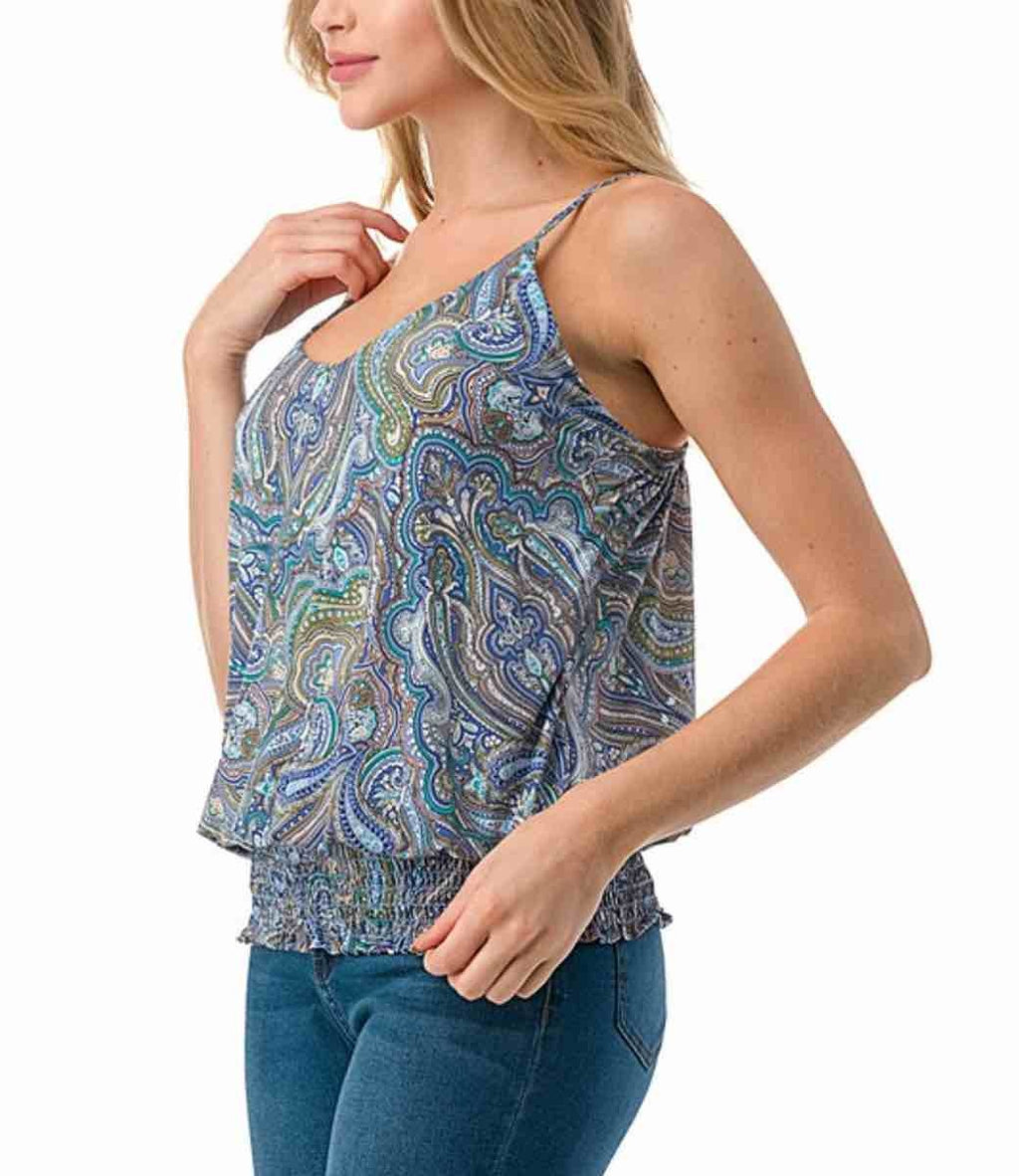 Payton Paisley Tank Top - Multi Relaxed Boho Sleeveless Scoop Neck
